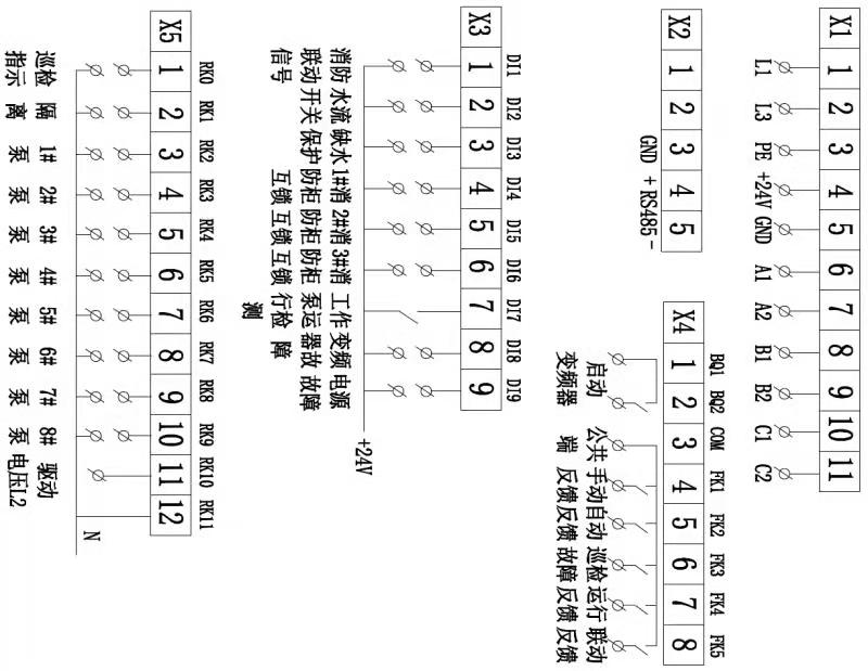 消防泵自動(dòng)巡檢控制器GYXF3100-8XJ接線圖